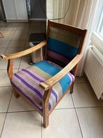 Oude stoel, jaren 60 ? Rookstoel, hout met stof., Antiek en Kunst, Ophalen