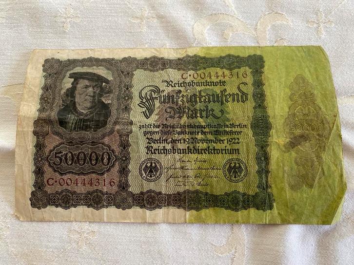 Duitsland 50000 Mark 1922 - Inflatiebiljet, Postzegels en Munten, Bankbiljetten | Europa | Niet-Eurobiljetten, Los biljet, Duitsland