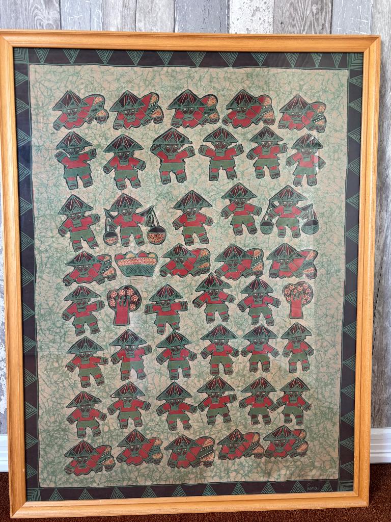 Batik doek + lijst uit Indonesie (96 x 74 cm (lijst), Ophalen