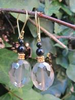 Oorbellen Solane kristalglas facet-swarovski parels goud, Sieraden, Tassen en Uiterlijk, Oorbellen, Hangers, Nieuw, Grijs, Goud