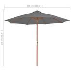 Parasol met houten paal 300 cm antraciet gratis bezorgd, Nieuw, Kantelbaar, Ophalen of Verzenden, Stokparasol