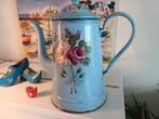 Blauwe Franse Koffiepot met Bloemen, Antiek en Kunst, Ophalen of Verzenden