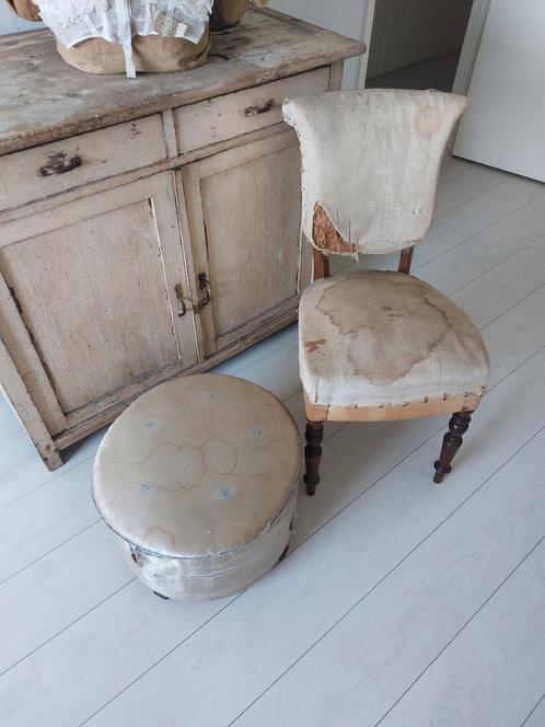 Shabby nina hartmann onderstof stoel stoeltje oud brocante, Antiek en Kunst, Antiek | Meubels | Stoelen en Banken, Ophalen