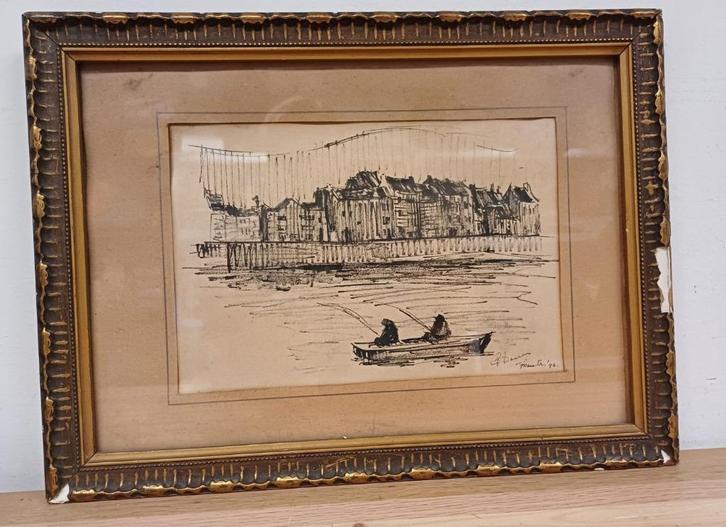 Ets G. Wassen - Maastr.'46, Antiek en Kunst, Kunst | Etsen en Gravures, Ophalen of Verzenden