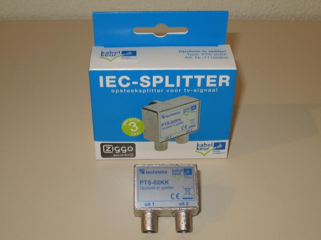 Technetix PTS-02KK opsteek TV splitter / IEC-splitter, Ophalen of Verzenden, Nieuw, 2 tot 5 meter, Coaxiale kabel