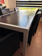 eetkamertafel Eiken Wit (geverft) met leisteen, Huis en Inrichting, Tafels | Eettafels, Ophalen, Eikenhout, 200 cm of meer, 50 tot 100 cm