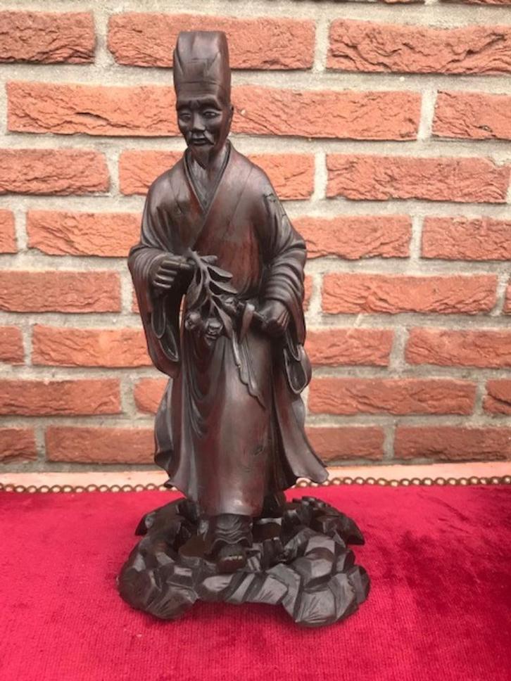 oud houten beeld v/e staatsman, China, Antiek en Kunst, Kunst | Beelden en Houtsnijwerken, Ophalen of Verzenden