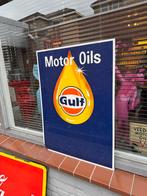 Vintage Gulf Motor Oils Reclamebord, Verzamelen, Reclamebord, Gebruikt, ., Ophalen of Verzenden