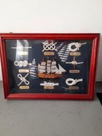Maritieme Knopen Display met Schip in Houten Frame, Ophalen of Verzenden