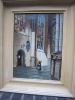 Interieur Laurenskerk Rdam ??Olieverf/Linnen, gesign/Gedat., Antiek en Kunst, Ophalen of Verzenden