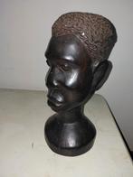 Houten Afrikaans Beeld - Hoofd, Ophalen of Verzenden