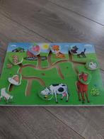 Houten schuifpuzzel boerderij dieren, Ophalen of Verzenden, Minder dan 10 stukjes, 6 maanden tot 2 jaar