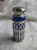 Zoutstrooier - Kobalt Blauw Glas in Zilver Kleurige Houder, Antiek en Kunst, Verzenden