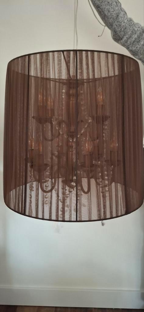 Mooie Bruine Lamp - Dimbaar, Huis en Inrichting, Lampen | Kroonluchters, Gebruikt, Metaal, Stof, Ophalen