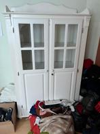 Witte Vitrinekast - Kledingkast/Servieskast, Ophalen, Gebruikt, 50 tot 100 cm, Glas