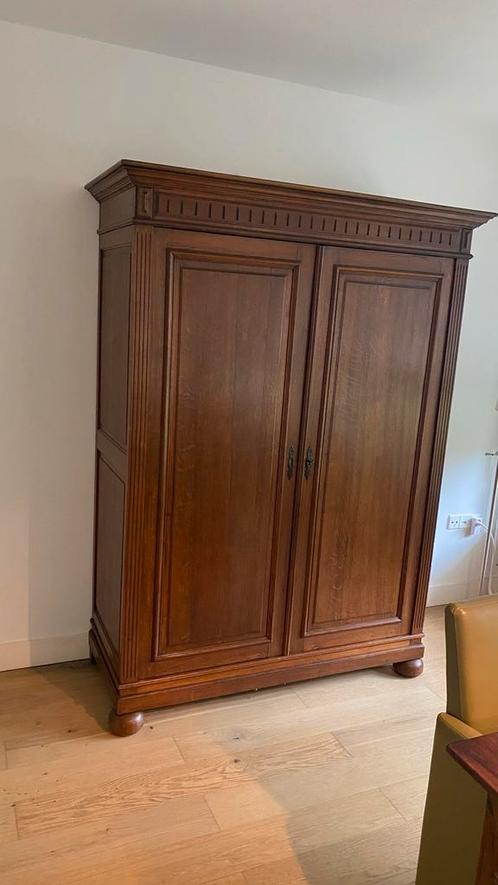 Antieke houten kast met legplanken en lades (140 breed), Antiek en Kunst, Antiek | Meubels | Kasten, Ophalen