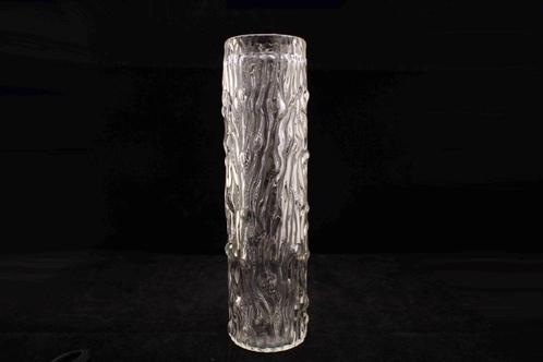 Vintage barkvaas van ijsglas - Ijsglas boomstamvaasje, Huis en Inrichting, Woonaccessoires | Vazen, Gebruikt, Minder dan 50 cm