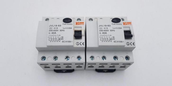 Epro Groepenkast Aardlekschakelaar JVL19-63 40A 30mA (2x), Hobby en Vrije tijd, Elektronica-componenten, Gebruikt, Ophalen of Verzenden