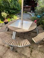 Extremis Gargantua Picknicktafel met Parasol, Tuin en Terras, Picknicktafels, Ophalen, Gebruikt, Rond, Hout