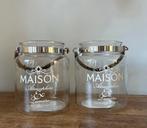 2 glazen windlichten gratis, Ophalen, Gebruikt, Overige materialen, Minder dan 25 cm