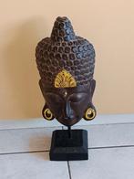 nieuwstaat;houten boeddha hoofd op standaard, Ophalen of Verzenden, Zo goed als nieuw