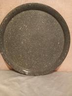 Grijsgewolkt emaille onderbord petroleumstel, Ophalen of Verzenden