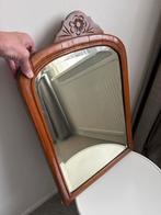Vintage houten spiegel jaren '30 met bloemornament, Antiek en Kunst, Ophalen of Verzenden, Rechthoekig, Minder dan 50 cm, Minder dan 100 cm