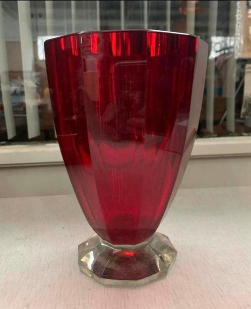 Vaas Artdeco Boheems Glas 1930’S Stolzle Paars., Antiek en Kunst, Antiek | Glas en Kristal, Ophalen of Verzenden