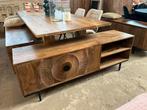 Magazijn leegverkoop tv meubel carved mangohout ingelegd 399, Huis en Inrichting, Kasten | Televisiemeubels, Overige houtsoorten