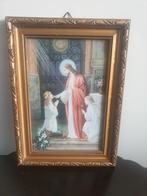 Antieke lijst met plaat uit 50er jaren van communie. 16 x 22, Ophalen of Verzenden