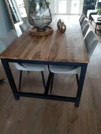 Industriële eettafel, Huis en Inrichting, Tafels | Eettafels, Ophalen, Gebruikt, Teakhout, 200 cm of meer