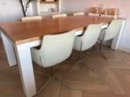 Designer Eethoek, incl. 6 lederen kuipstoelen (was: € 3995,-, Huis en Inrichting, Tafels | Eettafels, Ophalen, Gebruikt, 100 tot 150 cm
