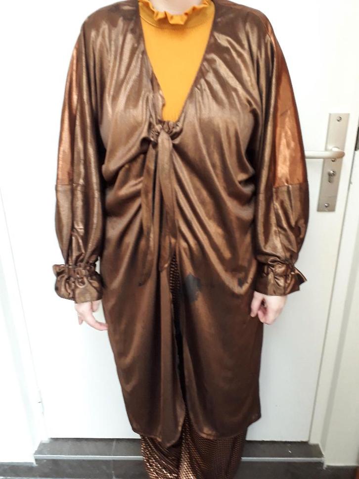 Carnavalsset - zwart + bronskleurig - broek + jas maat XL 44, Kleding | Dames, Carnavalskleding en Feestkleding, Gedragen, Kleding
