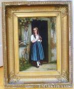 ==meisje in deuropening====J H Otterbeek 1830-1902==, Antiek en Kunst, Kunst | Schilderijen | Klassiek, Ophalen of Verzenden