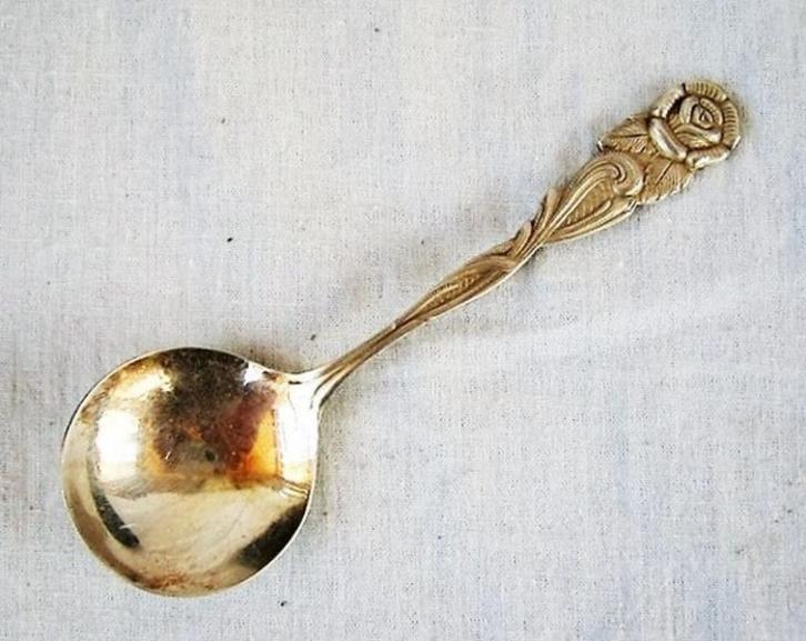 Roomlepel verzilverd Hildesheimer Rose (39-6), Antiek en Kunst, Curiosa en Brocante, Ophalen