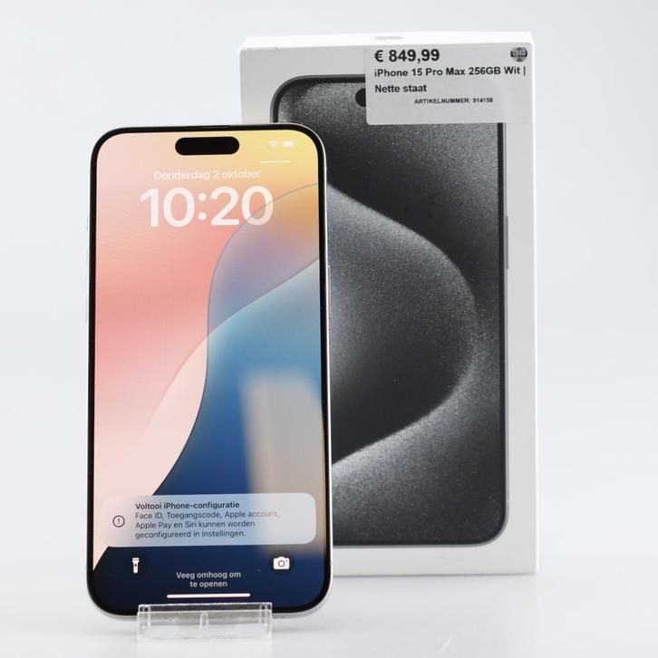 iPhone 15 Pro Max 256GB Wit | Nette staat, Telecommunicatie, Mobiele telefoons | Apple iPhone, Zo goed als nieuw