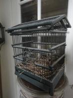 antieke GROENE HOUTEN VOGELKOOI + 1 kunst VOGELTJE, Antiek en Kunst, Ophalen of Verzenden