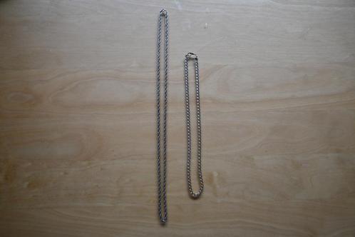 Set van lang en kort zilver halssnoer, Sieraden, Tassen en Uiterlijk, Kettingen, Zo goed als nieuw, Overige materialen, Zilver