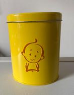 Ovaal geel blik van Zwitsal met poppetje. H. 15 cm., Ophalen of Verzenden, Zo goed als nieuw, Overige, Overige merken
