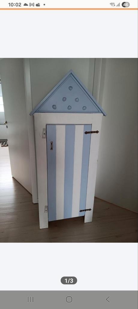 Leuk lila-wit kastje in strandhuis stijl, Kinderen en Baby's, Kinderkamer | Commodes en Kasten, Gebruikt, Kast, 105 cm of meer