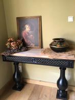 Side table met antieke gietijzeren poten, Ophalen, Zo goed als nieuw, 25 tot 50 cm, Rechthoekig