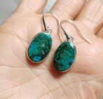 925 zilveren oorbellen met natuurlijke Malachiet Chrysocolla, O.T., Hangers, Nieuw, Ophalen of Verzenden