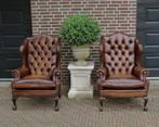 Engelse Chesterfield oorfauteuil /oorstoel /wingchair, Ophalen, Engels Chesterfield, Zo goed als nieuw, 50 tot 75 cm