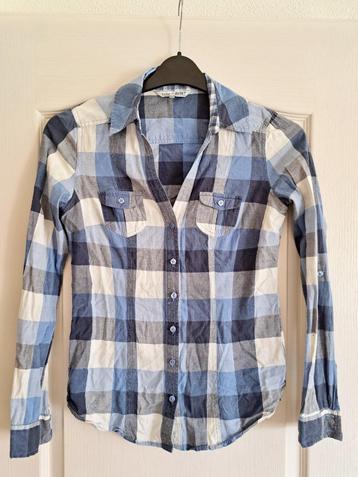 Leuke blauw met wit geblokte meisjes blouse in maat 170 176 beschikbaar voor biedingen