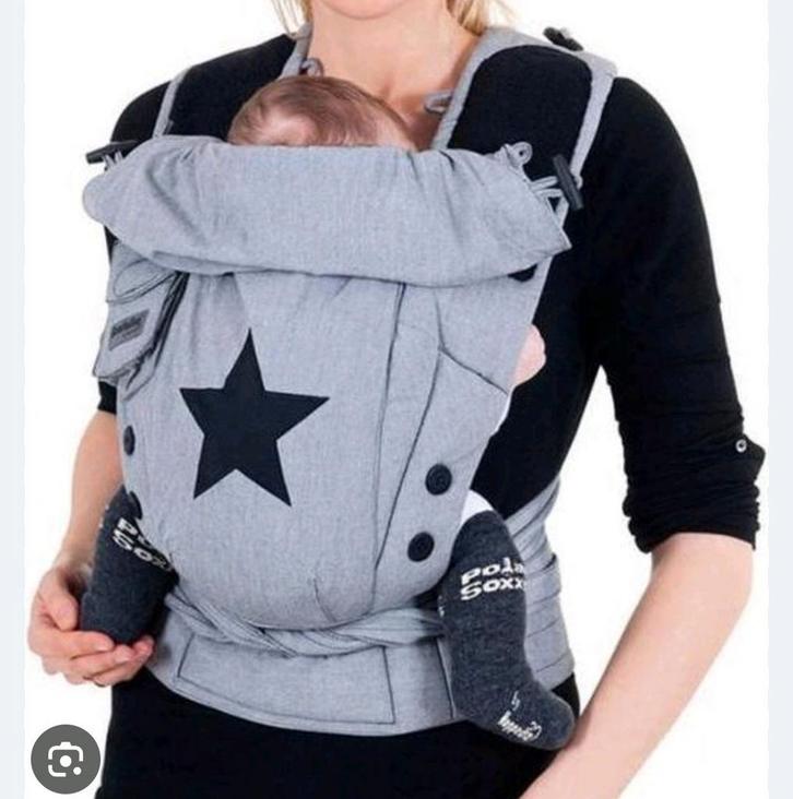 Bondolino Poplin Draagzak Grijs Ster, Kinderen en Baby's, Babydragers en Draagdoeken, Gebruikt, Draagzak, Buik, Rug of Zij, Overige merken