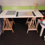 Bureau op schragen 75x150 cm, Ophalen, In hoogte verstelbaar, Gebruikt, Bureau