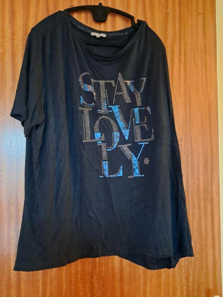 Leuk donkerblauw t-shirt c&a met strassteentjes maat XXL, Kleding | Dames, T-shirts, Zo goed als nieuw, Maat 46/48 (XL) of groter