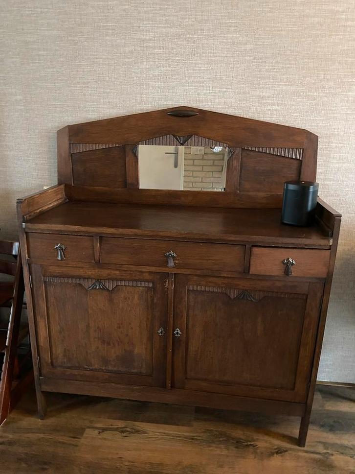 Retro Houten Kast met Spiegel, Huis en Inrichting, Kasten | Dressoirs, Gebruikt, 100 tot 150 cm, 25 tot 50 cm, Met lade(s), Overige houtsoorten