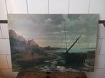 vintage prent, schilderij zeevaart schepen, Frankrijk, groot, Antiek en Kunst, Ophalen of Verzenden