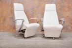ZGANieuw witte leren design relaxfauteuil van Novastyl!, Huis en Inrichting, Fauteuils, Design, 75 tot 100 cm, Ophalen of Verzenden